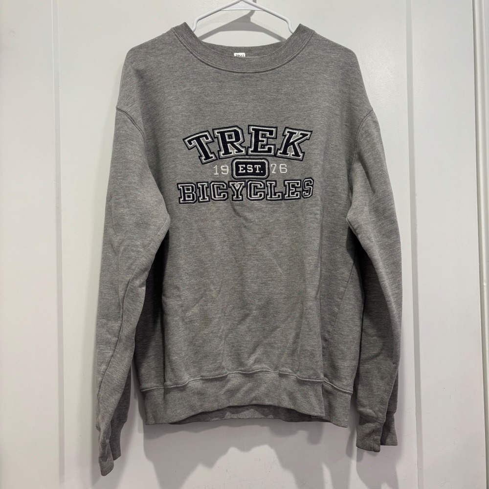 Vintage 90s Trek Bicycles Sweatshirt Mens L Gray Crewneck Embroidered Pullover